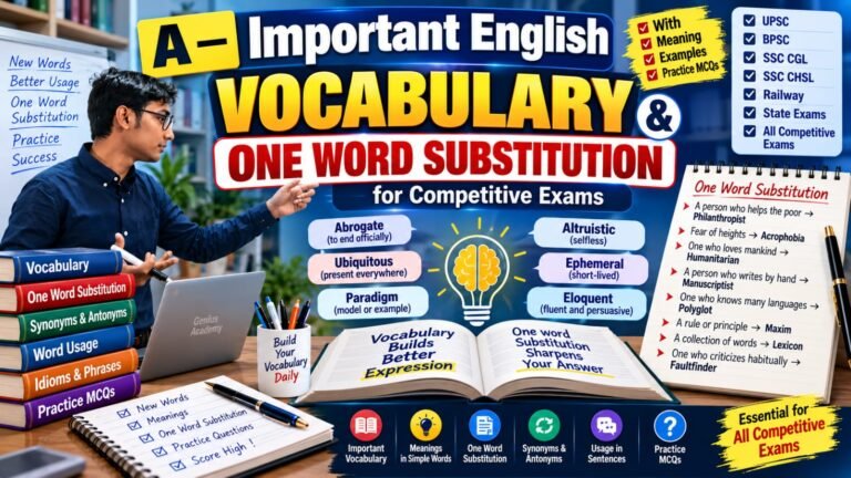 One Word Substitute of A Important Vocabulary for Competitive Exams