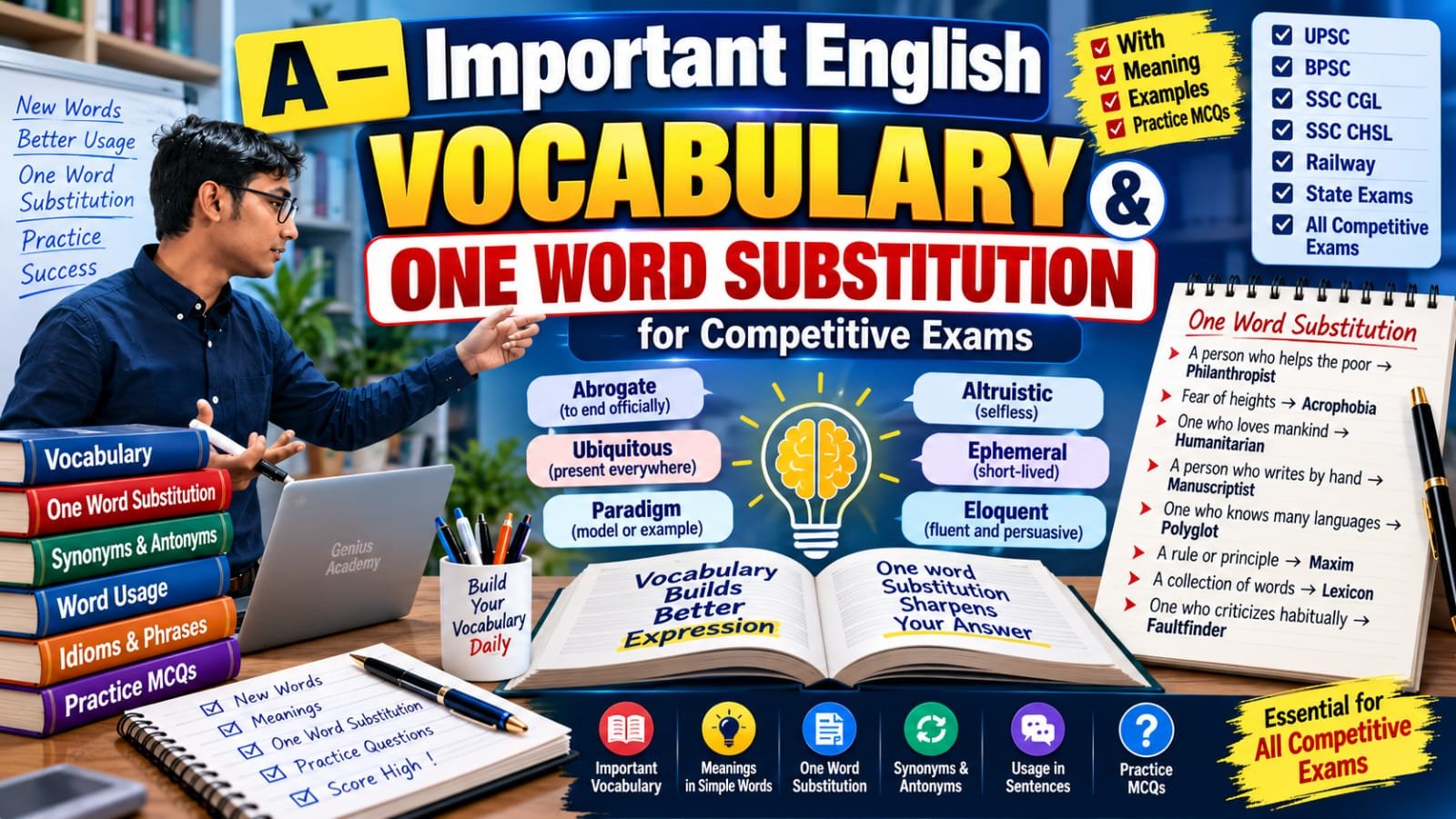 One Word Substitute of A Important Vocabulary for Competitive Exams