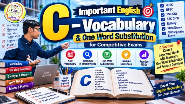 One Word Substitute of C Important Vocabulary for Competitive Exams